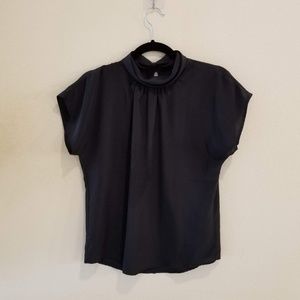 Vintage Bedford Fair Black Mock-neck Drapey Blouse